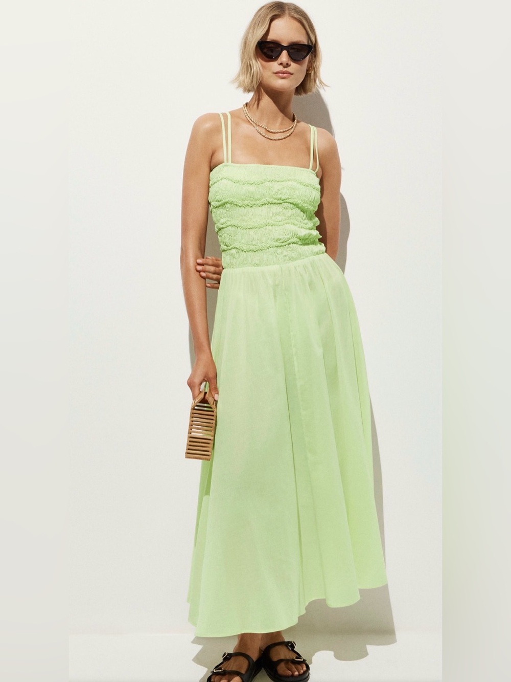 NWT J Crew Wave Maxi Dress in Cotton Voile Color Pale Willow M